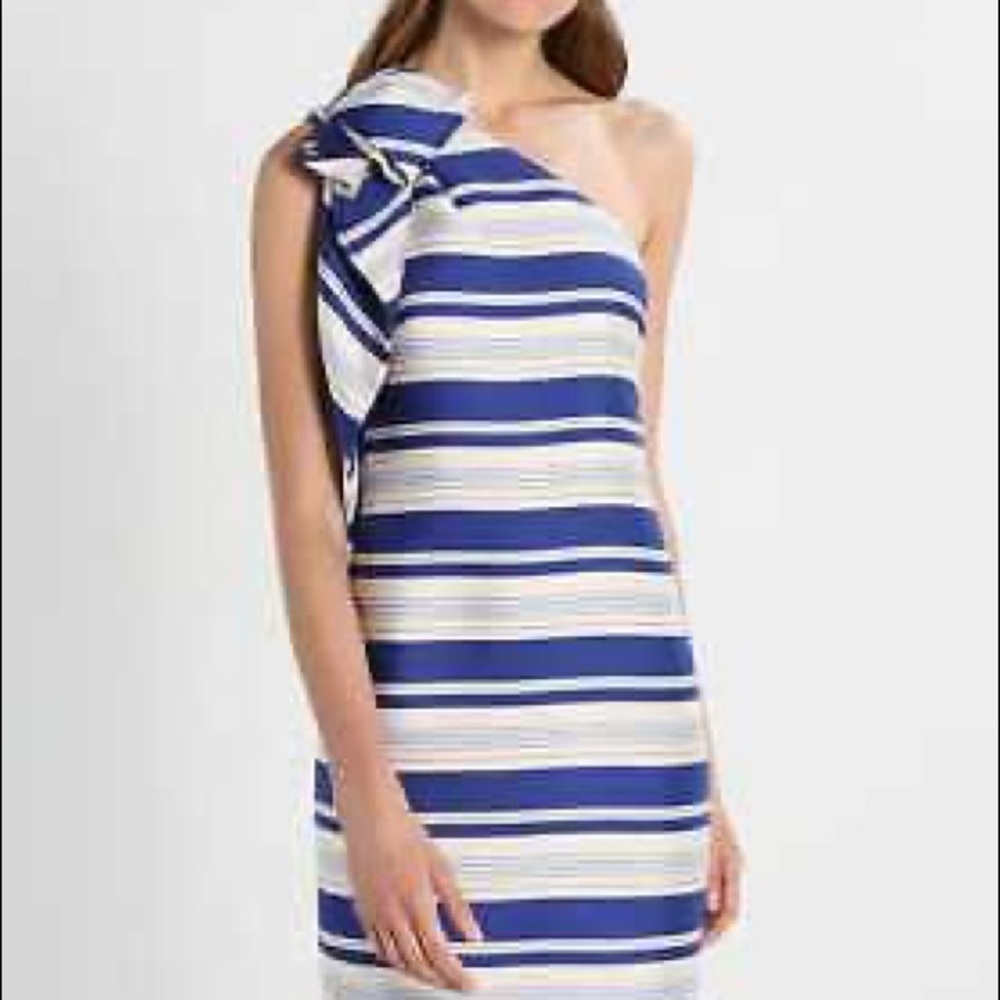 Banana Republic One Shoulder Bow Striped dress